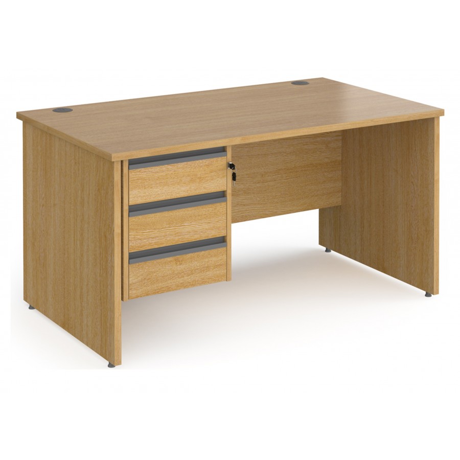 Harlow Panel End Straight Desk with Three Drawer Pedestal